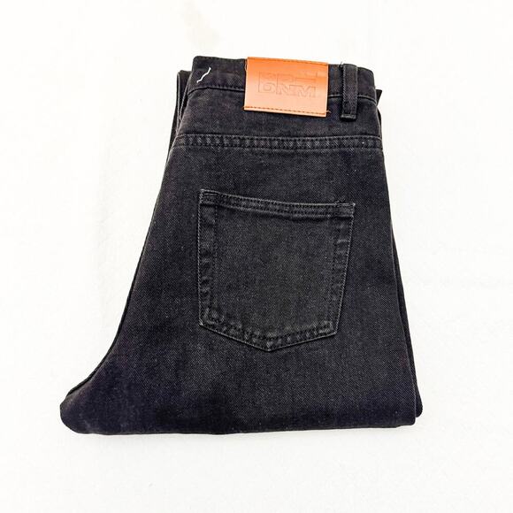 Princess Polly High Rise Button Fly Raw Hem Charcoal Black Denim Jeans Size 6 - Picture 1 of 8